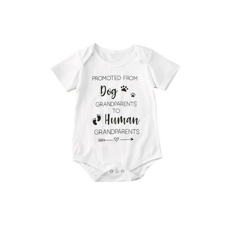 

Baby Boys Girls White Short Sleeve Round Neck Letter Print Romper