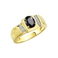 thumbnail image 3 of Rylos 925 Yellow Gold Plated Silver Classic 8X6MM Oval Onyx & Sparkling Diamond Ring - Birthstone Jewelry for Men -Size 9, 3 of 7