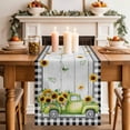 thumbnail image 2 of Table Runner 108 Inches Long for Kitchen Dining, Sunflowers Dresser Scarf Farmhouse, Dining Table Decorations for Wedding/Parties, Spring Farmhouse Country Truck Leaf Wood Grain 13 x 108 In, 2 of 8