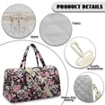 thumbnail image 5 of FKELYI Pink Rose Skull Print Quilted Travel Duffel Bag Weekender Overnight Bag for Women Men Lightweight Luggage Bags Women Hospital Bag for Labor & Delivery, 5 of 7