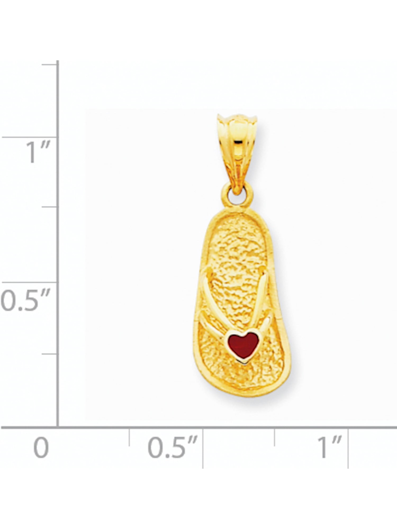 14K Solid 3-D Red Enameled Sandal Pendant