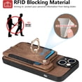 thumbnail image 4 of Phone Case for iPhone 14 Plus 6.7 inch Wallet Cover with Screen Protector and Wrist Strap Lanyard RFID Credit Card Holder Ring Stand i-Phone 14+ iPhone14Plus 5G i i14 + iPhone14 14Plus Women Men Brown, 4 of 13