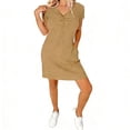 thumbnail image 1 of Elegante Vestido Corto con Cuello en V de Manga Corta Diseño de Moda Casual para Primavera Verano, Pantalones Cortos de Vestido de las Mujeres para el Uso Diario, 1 of 7