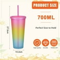 thumbnail image 2 of 700ml rainbow color double-layer plastic straw cup frosted handy cup beverage cup, 2 of 5