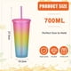 thumbnail image 2 of Taza de plástico con pajita de doble capa, color arcoíris de 700ml, taza práctica helada para bebidas, 2 of 5