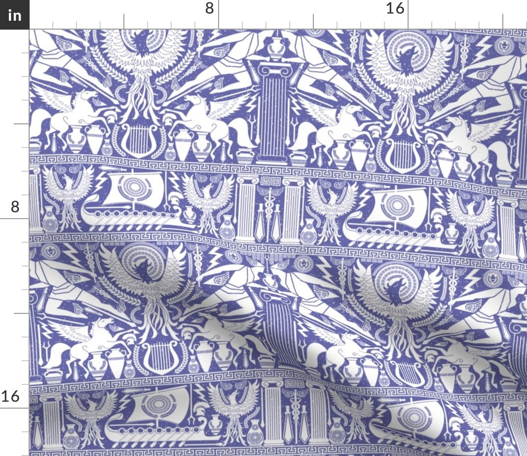 Spoonflower Fabric Ancient Greek Purple Horse Antique History Printed
