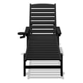 thumbnail image 2 of FUNDAZE Adjustable Wheeled HDPE Plastic Outdoor Patio Lounge Chair W/ Cup Holder,78.3"x25.1"x16.3", Black, 2 of 9