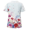 thumbnail image 4 of Raeneomay Tunic Tops for Women Printing Short Sleeve Round Neck Pullover Lace Tops Shirts Blouse, 4 of 5