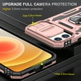 thumbnail image 5 of Dteck Case For iPhone XR,Magnetic Armor Shockproof Ring Stand Slide Camera Lens Protector Hard PC Cover,Rosegold, 5 of 7
