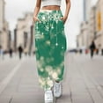 thumbnail image 2 of Fiaer Christmas Sweatpants Women Shine Snowflake Printed Trendy Holiday Pants Plus Size Casual Comfy Xmas Trousers with Pocket Green XXL, 2 of 5