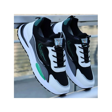 

Fangasis Men Sneakers Breathable Sport Shoes Lace Up Running Sneaker Mens Casual Shoe Travel Slip Resistant Mesh Trainers Black 7.5