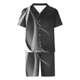 thumbnail image 4 of YABCSAZ Mens Pajama Set Short Slevee V Neck Button Down Shirt Tops and Wide Leg Bermuda Shorts Summer Casual Loose Fit Sleepwear Outfits Home Lounge Set, 4 of 5