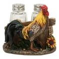 thumbnail image 2 of Ebros Proud Fowl Rooster Standing By Rustic Wooden Fence And Sunflower Glass Salt And Pepper Shakers Holder Display Stand Resin Figurine 4.75" Wide, 2 of 5