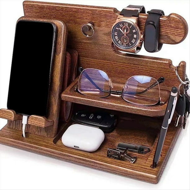 Base de Extensión de Teléfono de Madera Multifuncional, Mesa de Noche, Soporte de Almacenamiento de Escritorio, Asiento para Teléfono Móvil, Regalo para Padre