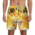 thumbnail image 2 of Picia Honey Bee pattern Mens Swim Trunks with Compression Liner Stretch Beach Shorts Quick Dry with Zipper Pockets No-Chafing Board Shorts-Large, 2 of 9