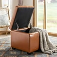 thumbnail image 2 of Safavieh Elizabeth Pouf de Rangement en Cuir de Hêtre en Selle, 2 of 5