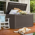 thumbnail image 2 of Vineego 100 Gallon Resin Deck Box,Indoor Outdoor Lockable Storage Containe,Upgraded,Dark Brown, 2 of 8