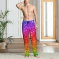thumbnail image 5 of Uemuo Colorful Glitter Pattern Men's Wide Leg Palazzo Lounge Pants with Pockets Light Weight Loose Comfy Casual Pajama Pants-Large, 5 of 9