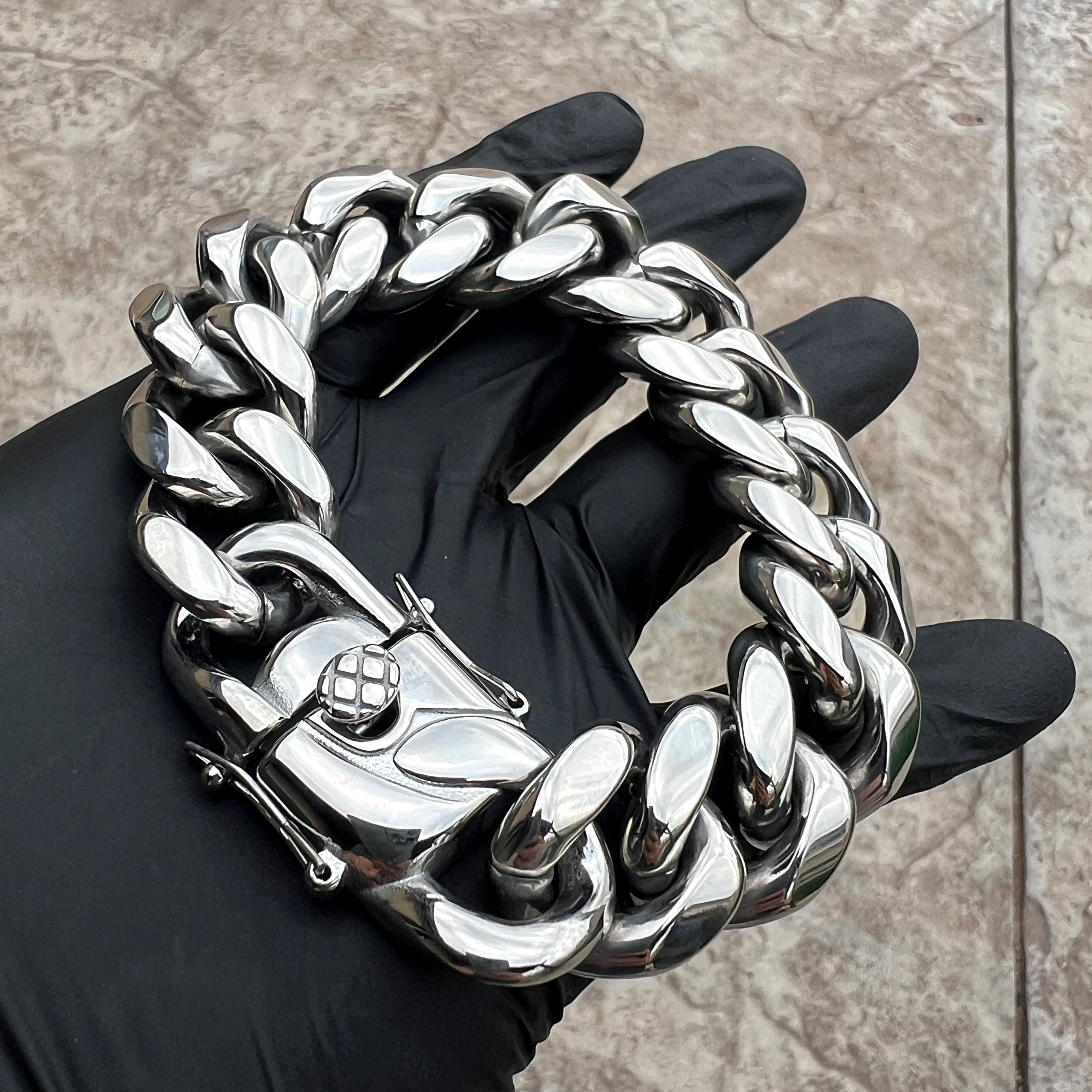 Men's 316L Stainless Steel Miami Cuban Link Heavy Solid Hip Hop Bracelet 22MM Thick 9.5"