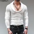 thumbnail image 5 of INCERUN Tops 2024 Camisetas de estilo americano de moda para hombre con cuello en U profundo y diseño de pila, camisetas casuales de manga larga sólidas S-5XL, 5 of 5