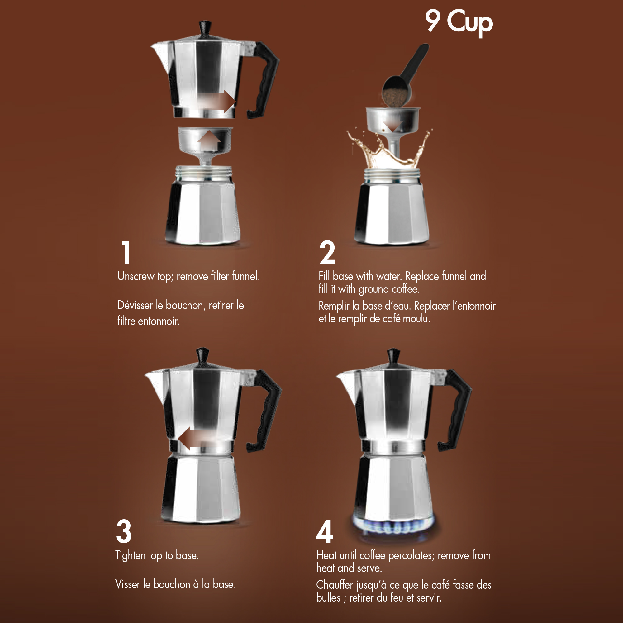 Primula Aluminum 9 Cup Stovetop Espresso Maker - Polished - image 4 of 10