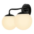 thumbnail image 3 of JONATHAN Y Louis Parisian Globe 15" 2-Light Metal/Frosted Glass Modern Contemporary LED Vanity Light, Black, 3 of 13