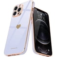 thumbnail image 1 of LAICAIW for iPhone 12 Pro Max Case for Women Girl Cute Love-Heart Luxury Bling Plating Soft Back Cover Raised Camera Protection Bumper Silicone Shockproof Phone Case for iPhone 12 Pro Max, Purple, 1 of 7