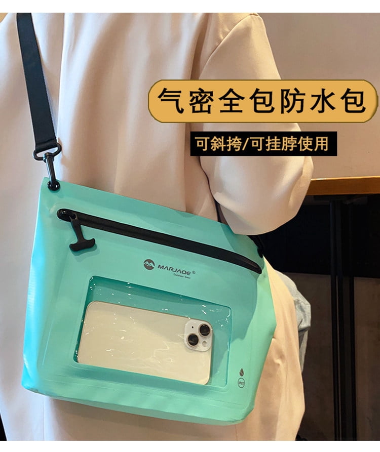 Waterproof Crossbody Dry Bag, Large Capacity Swimming Phone Pouch with Touchscreen, Air Seal Zipper
