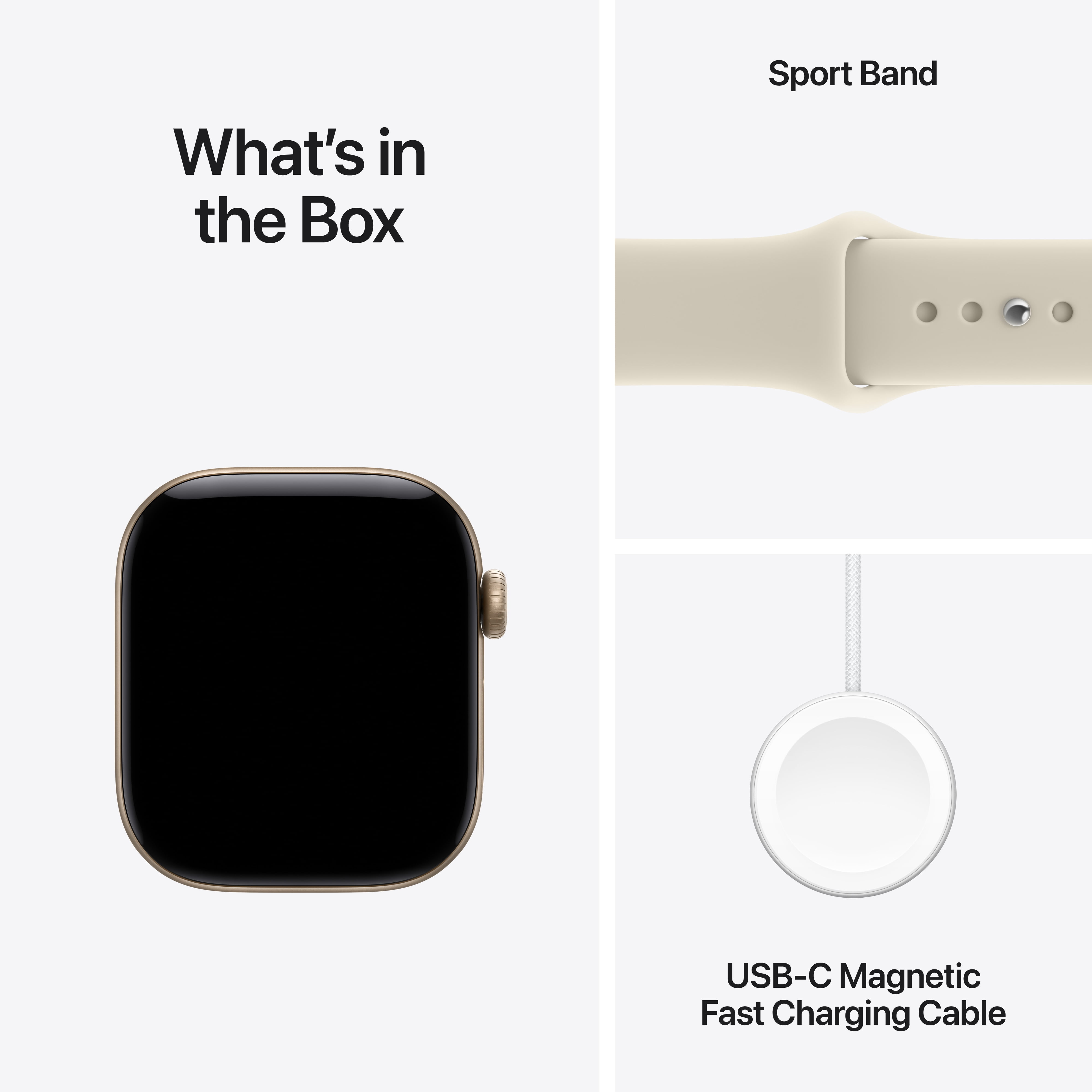 Apple Watch Series 12 GPS 42mm Light Gold Aluminum Case with Sand Sport Band - S/M