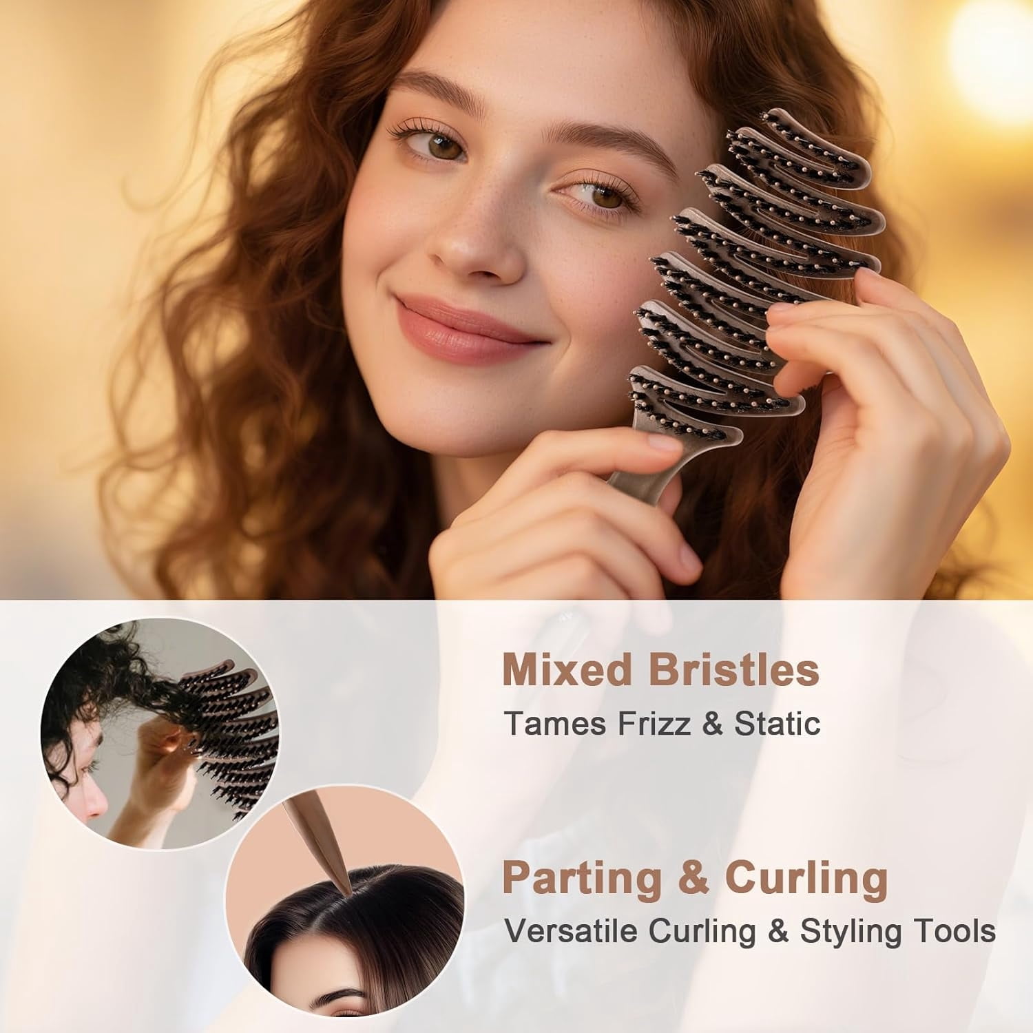 Gentle Scalp Massage Boar Bristle Hair Brush for Fine Hair, Ultimate Smoothing Vented Detangler Wet Brush for Women – A Great Gift