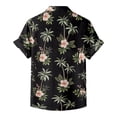 thumbnail image 4 of Summer Hawaiian Print Button Down Shirt for Women Floral Open Front Casual Blouse Short Sleeve Turn Down Collar Black L, 4 of 7