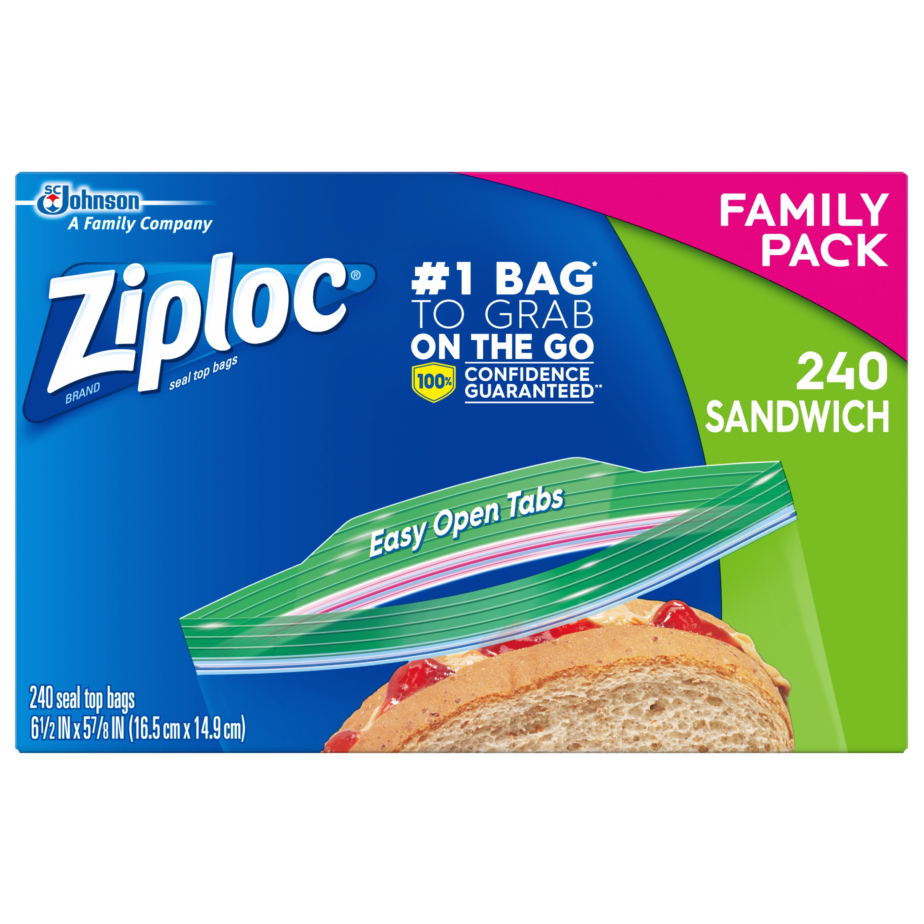 1 Pack 90 Bags Ziploc Sandwich Bags XL 