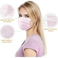 thumbnail image 2 of Meottam 50 Pack Disposable Face Masks for Adults, 3-Ply Masks with Adjustable Nose Wire & Comfort Ear Loop for Daily Use (Pink), 2 of 7
