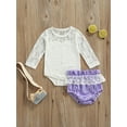 thumbnail image 2 of Qmyliery baby Girl Romper Suits, Casual Long Sleeve Lace Playsuit + Short Pants Set, 2 of 8