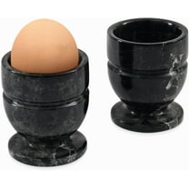 Radicaln Black Marble 2.5" Handmade Egg Cups Set of 2 Natural Stone Boiled Egg Holders for Breakfast, Egg Storage, Brunch, Table Décor, Kitchen Accessories & Gift Ideas