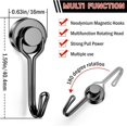 thumbnail image 2 of FINDMAG 30 LBS Magnetic Hooks Heavy Duty Magnetic Swivel Hooks Cruise Black Strong Neodymium Magnet Hook for Hanging, Magnets with Hook for Refrigerator, Grill, Locker - 10 Pack, 2 of 3