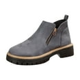 thumbnail image 2 of Bnwani Low Heel Boots for Women Winter Fashion Toe Zipper Chunky Ankle Casual Solid Boot Gray Size 8.5, 2 of 9