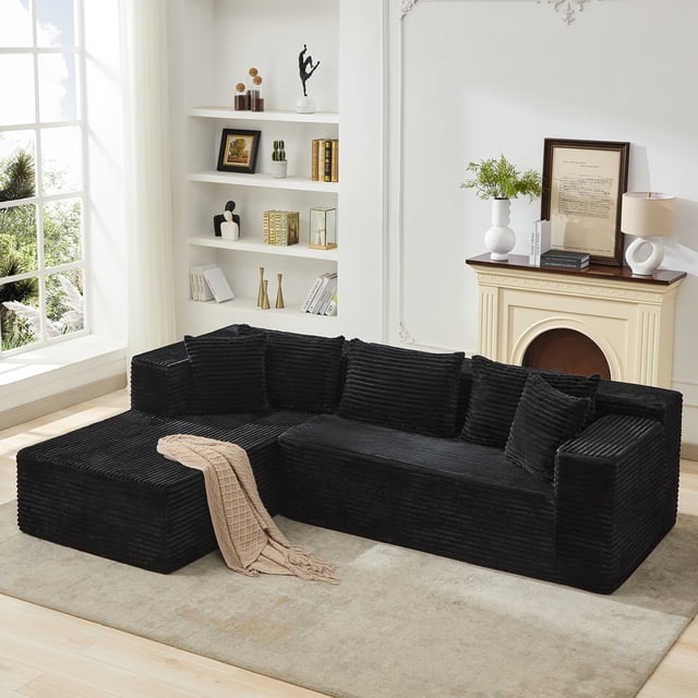 Oversized Cloud Modular Sectional Sofa – 106" L-Shaped Couch with Deep Seat – Memory Foam, Sleeper, Soft – No Assembly Required – Black