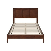 Solid Wood Low Profile Platform Bed with USB Ports - Walnut Finish, Full Size Bed Frame
