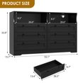 thumbnail image 2 of Commode à 6 Tiroirs pour Chambre, avec Lumières DEL RVB et Prise de Courant, Commode de 55 Pouces de Large Meuble Télé pour Télé de 55 Pouces, pour Garde-Robe, Salon, Entrée, 2 of 8