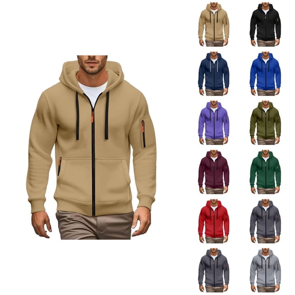 Men's Slim Fit Hooded Sweatshirt Casual Pullover For Fall Winter Daily Wear Comfortable Non Stretch Pure Color Hoodie Men Cotton Hooded Sweatshirt