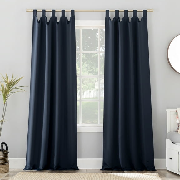Sun Zero Brant Energy Saving Blackout Tab Top Curtain Panel, 40"X84", Navy