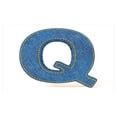 thumbnail image 4 of Letter Q Ceramic Toothbrush Holder, Conceptual Font Design with Denim Pattern Texture Image Shape of Capital Letter Q, Decorative Versatile Countertop for Bathroom, 4.5" X 2.7", Blue Yellow, 4 of 4