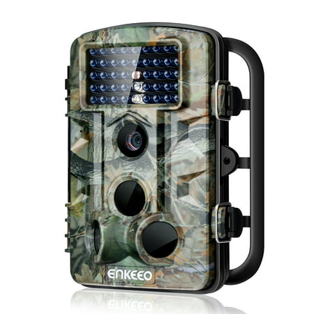Enkeeo Hunting Camera, 1080P HD Game & Trail Camera 12M Wildlife Hunting Trail Cam Long Range Infrared Night Vision with Time Lapse & 2.4