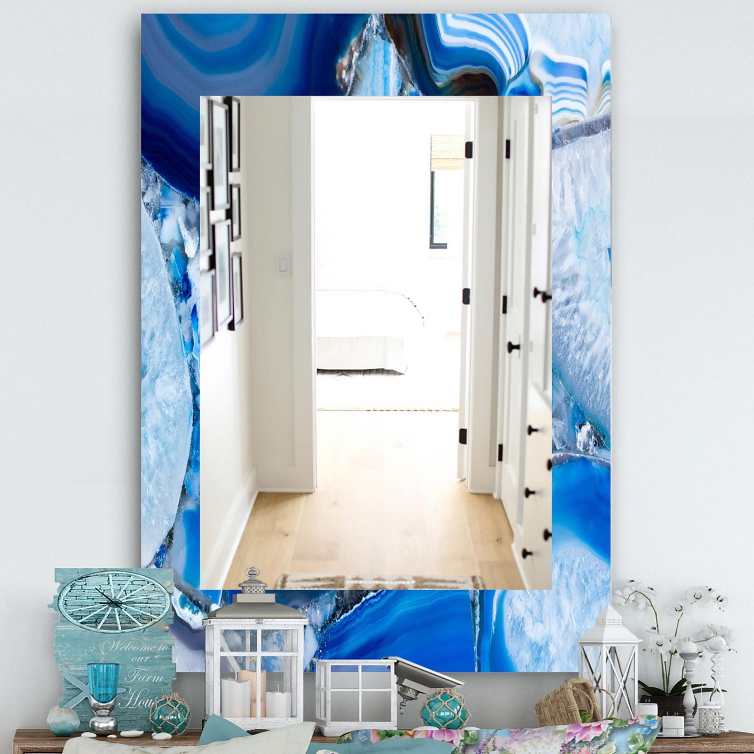 Designart 'Marbled Geode 11' Miroir Mid-Century - Miroir Mural - 24x36