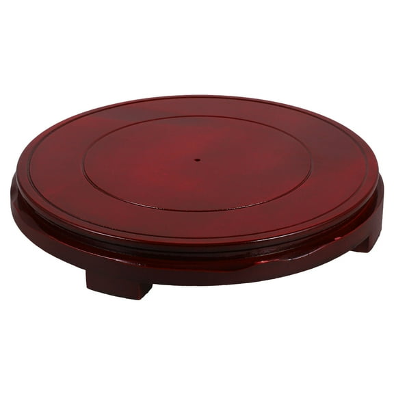 HOMEMAXS Vintage Circular Wooden Vase Aquarium Table Lamp Teapot Base Stone Display Stand Crystal Holder for Home Decoration