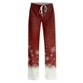 thumbnail image 5 of Women's Fashion Loose Casual Christmas Snowman Print Pants with Drawstring Elastic Waist, Comfortable Sleepwear and Loungewear Trousers for Home,Red,2XL, 5 of 7