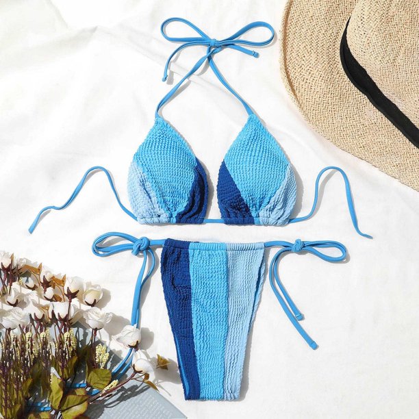 Voncos Swimsuits for Women Bikinis Divided System Belt Color Matching