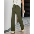 thumbnail image 4 of Weardear Women's Casual Straight Leg Pants High Waisted Button Down Stretchy Business Work Trousers with Multiple Pockets, 4 of 7