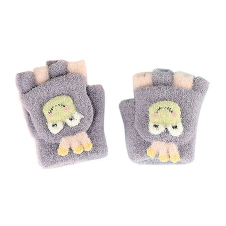 

Heiheiup Baby Gloves Autumn And Winter Thickened Warm Boys And Girls Five Finger Flip Cute Half Finger Baby Winter Finger Gloves Snowboard